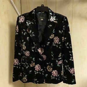Velvet floral blazer NWT